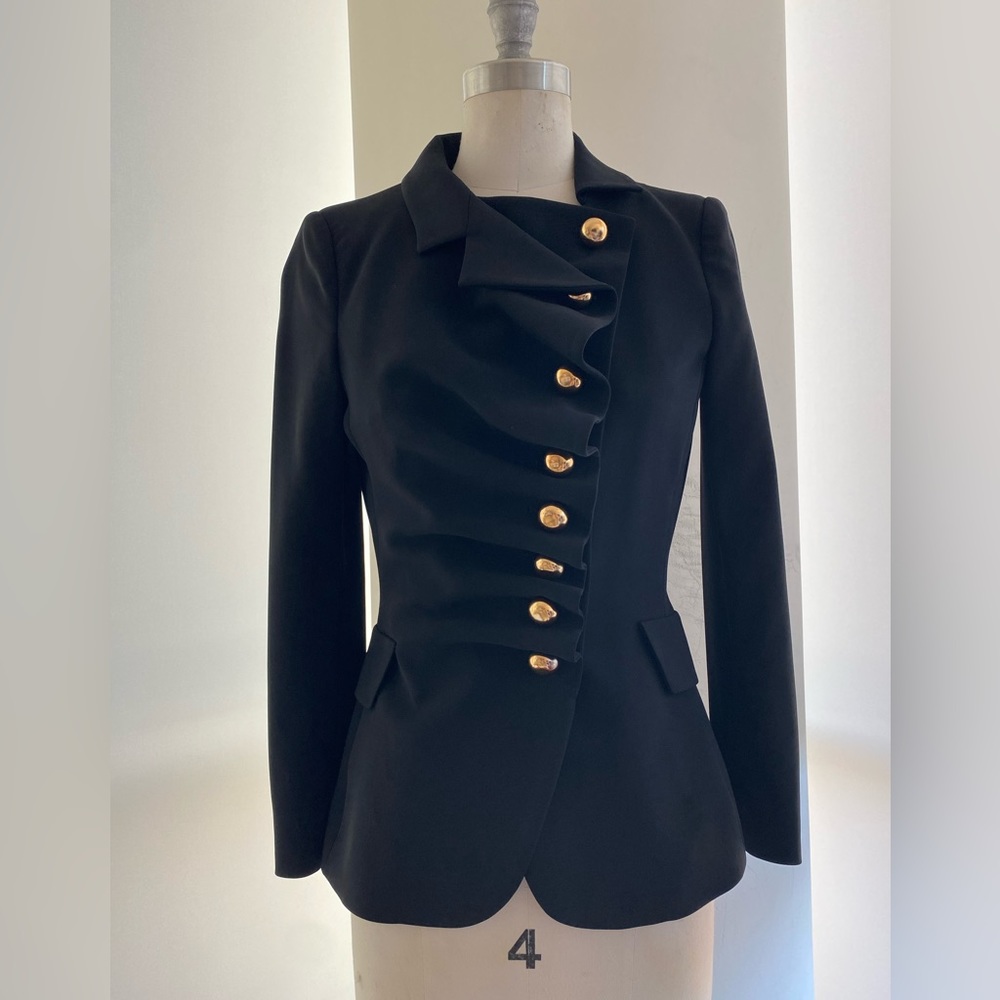 MOSCHINO BLACK JACKET GOLD BUTTONS DRAPE FRONT